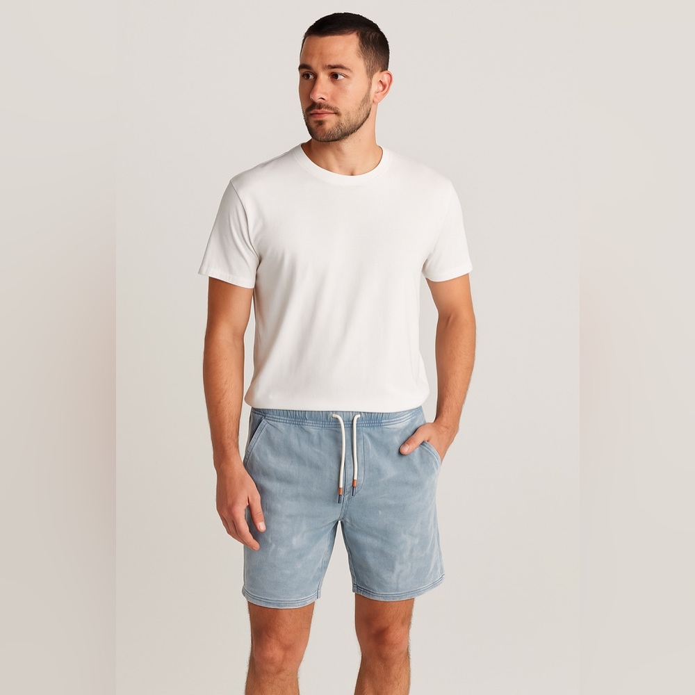 🦋Carbon2Cobalt  Men’s Acid Wash Distressed Light Blue Shorts Sz L